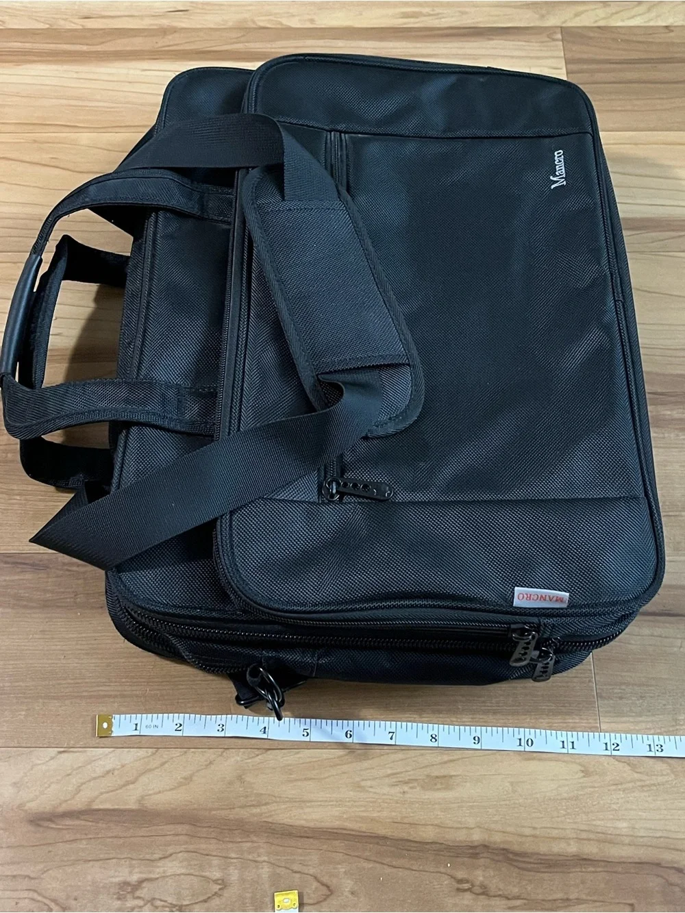 Mancro Black Laptop Briefcase Messenger Bag Multi Compartment